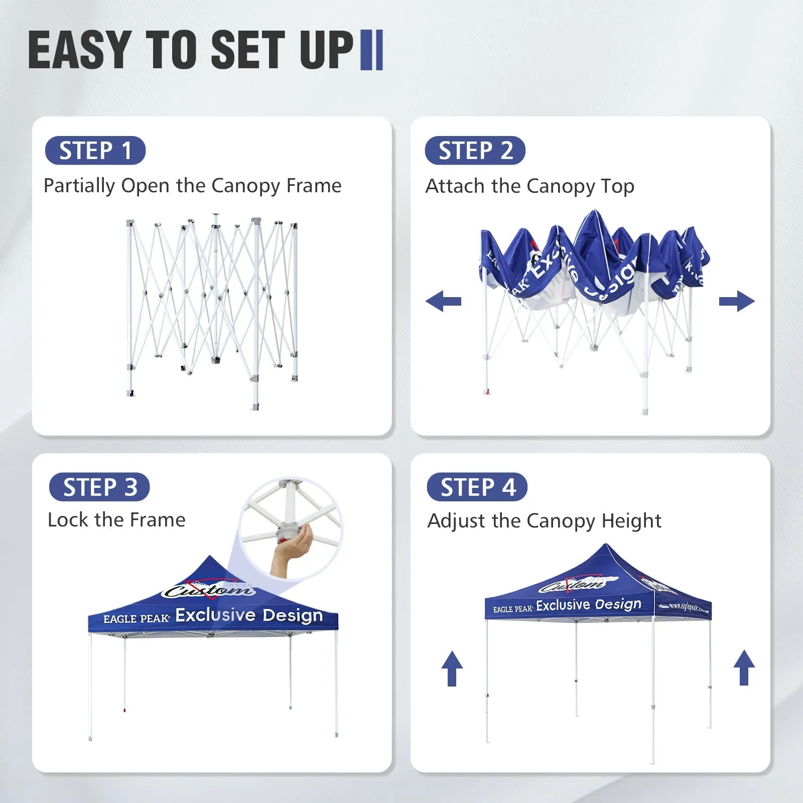 10x10 Alpine Custom Commercial Canopy High Peak Frame, Pop Up Custom Canopy Tent with Logo, 3 Wall Panels