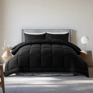 2-Piece Twin Size Down Alternative Comforter Set Black | Comforter   Pillow Case | Ultra Soft, Hypoallergenic Bed in a Bag, All-Season Bedding Set by KINMEROOM