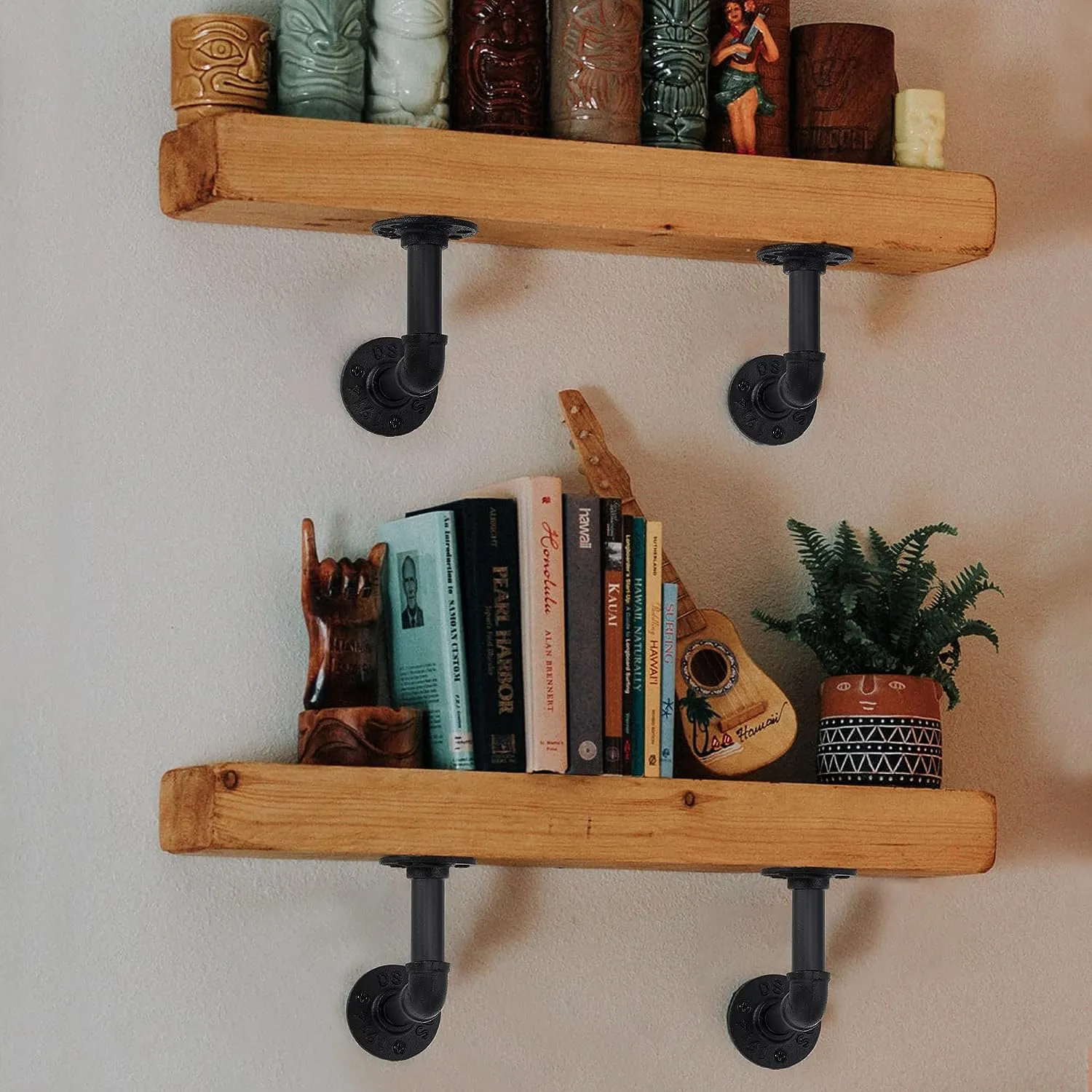 4Pack Industrial Pipe DIY Shelf Bracket 14X21CM