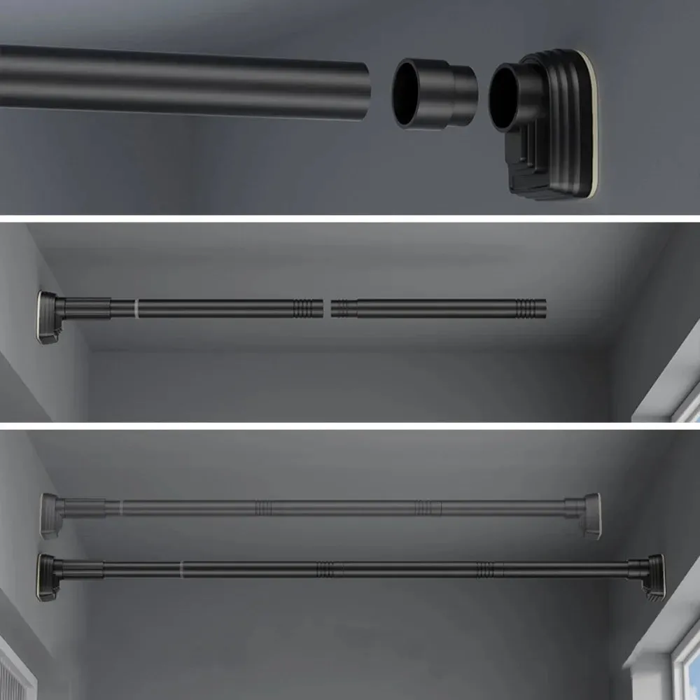 Adjustable Stainless Steel Shower Curtain Rod | Clothes Drying Rack | No-Drill Telescopic Pole