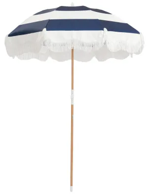 BUSINESS & PLEASURE CO HOLIDAY BEACH UMBRELLA - NAVY CAPRI STRIPE