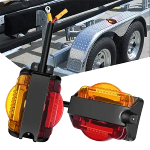 Enclosed Amber Red Trailer Fender Lights (Pair)