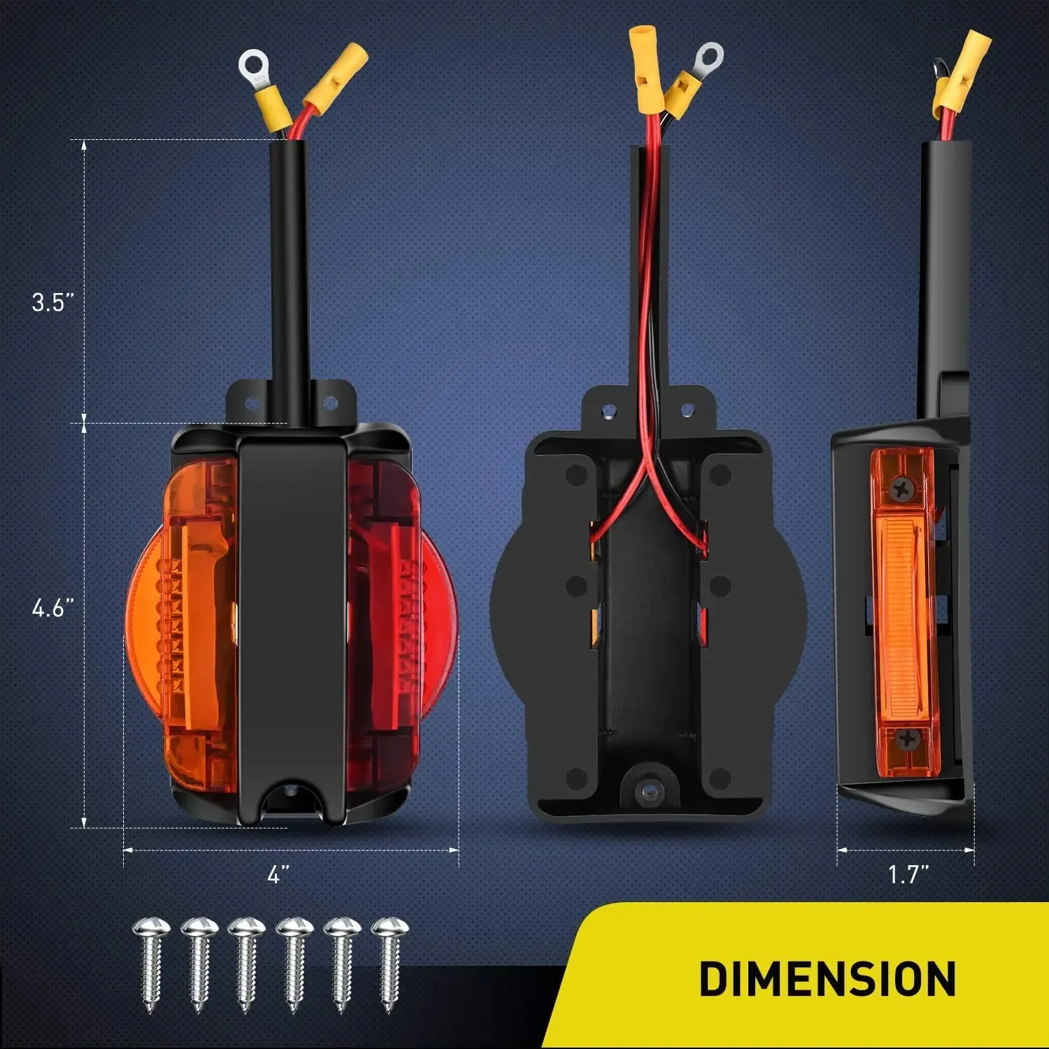 Enclosed Amber Red Trailer Fender Lights (Pair)