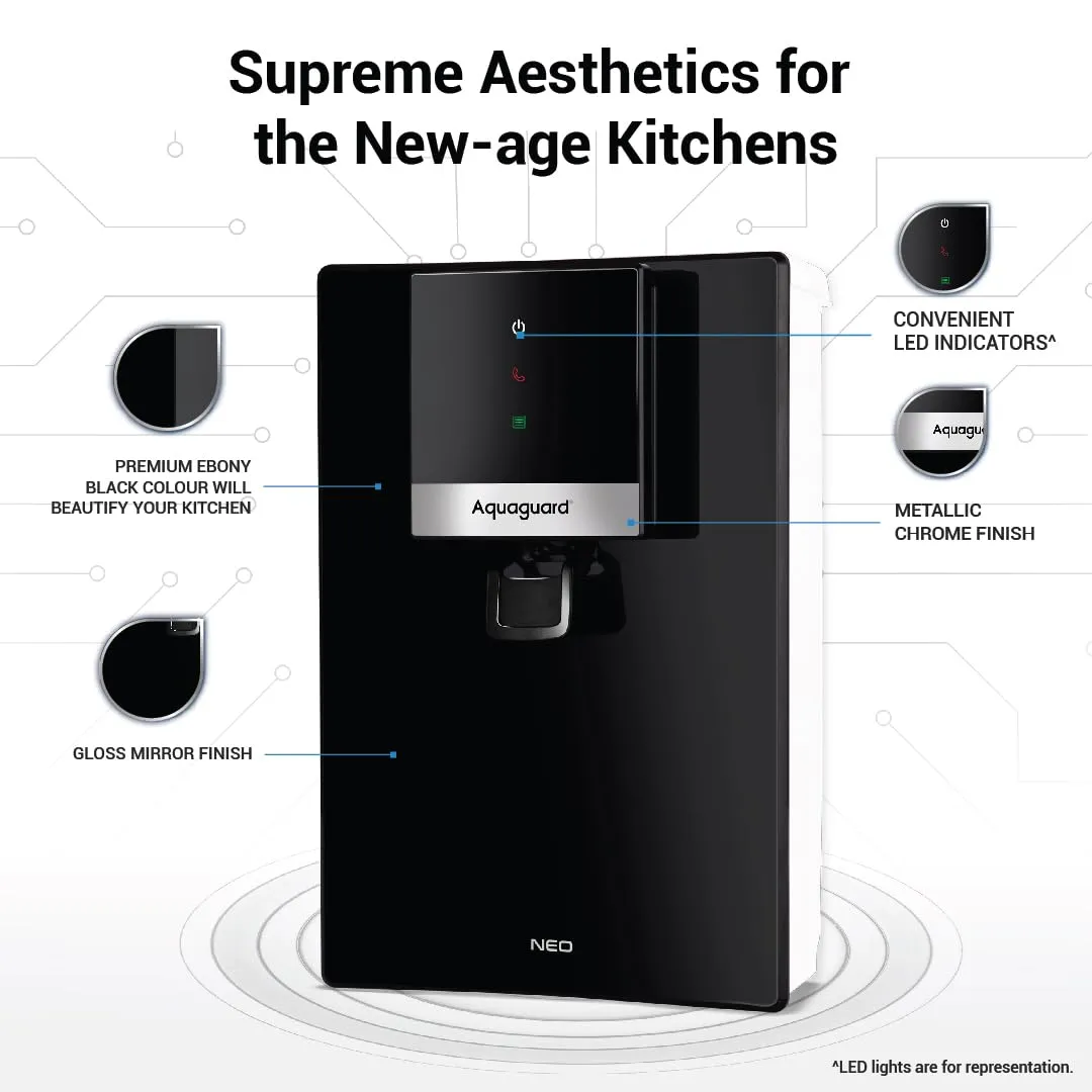Eureka Forbes Aquaguard Neo UV UF MC Water Purifier  6.2L Storage, Mineral Charge Technology, Ideal for Municipal Water (TDS < 200 PPM), Free Installation & 2 Services (Model: GWPDNVUF23000)