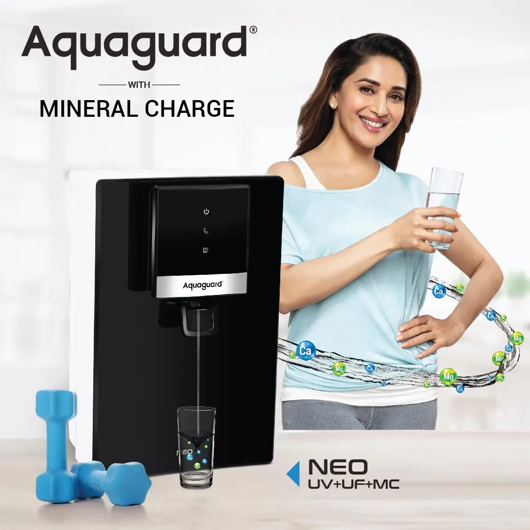 Eureka Forbes Aquaguard Neo UV UF MC Water Purifier  6.2L Storage, Mineral Charge Technology, Ideal for Municipal Water (TDS < 200 PPM), Free Installation & 2 Services (Model: GWPDNVUF23000)