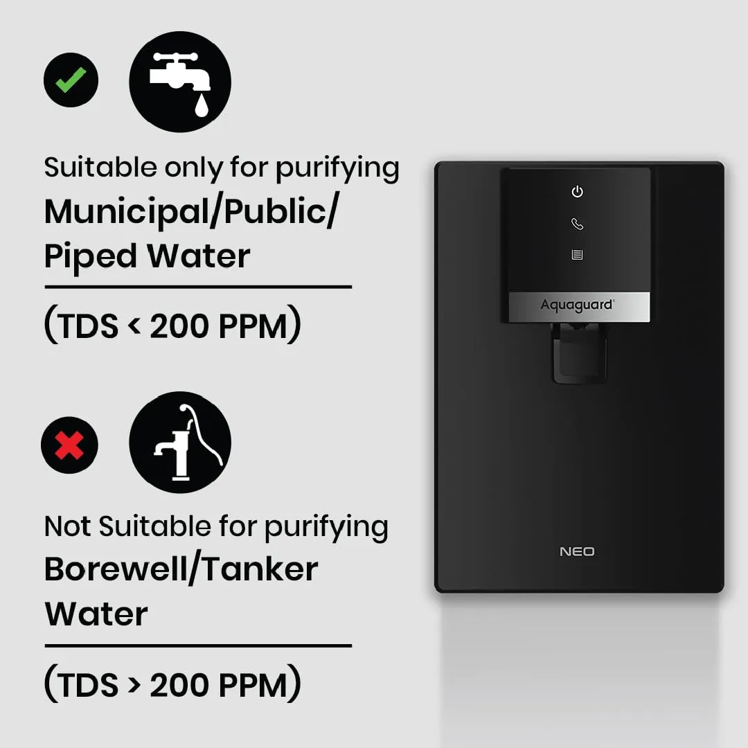 Eureka Forbes Aquaguard Neo UV UF MC Water Purifier  6.2L Storage, Mineral Charge Technology, Ideal for Municipal Water (TDS < 200 PPM), Free Installation & 2 Services (Model: GWPDNVUF23000)
