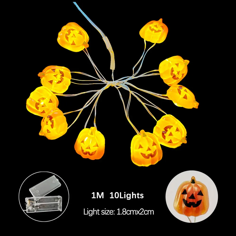 Halloween LED String Lights Pumpkin Ghost Bat String Lamp Hanging Ornament for Home Bar