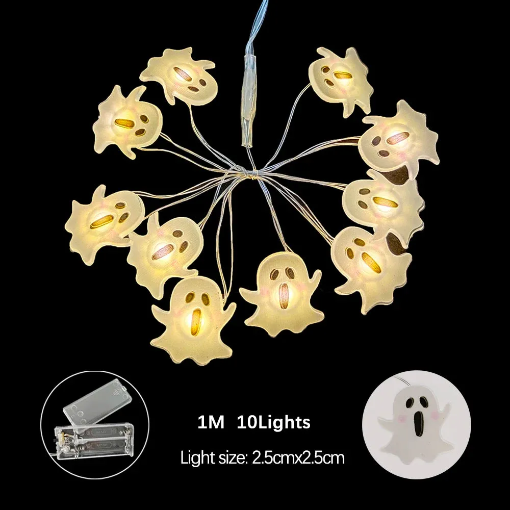 Halloween LED String Lights Pumpkin Ghost Bat String Lamp Hanging Ornament for Home Bar