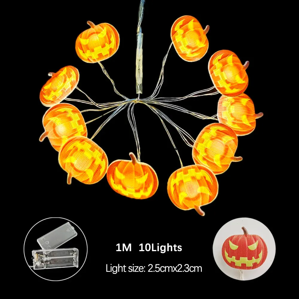 Halloween LED String Lights Pumpkin Ghost Bat String Lamp Hanging Ornament for Home Bar