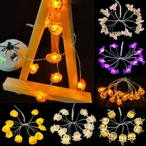 Halloween LED String Lights Pumpkin Ghost Bat String Lamp Hanging Ornament for Home Bar