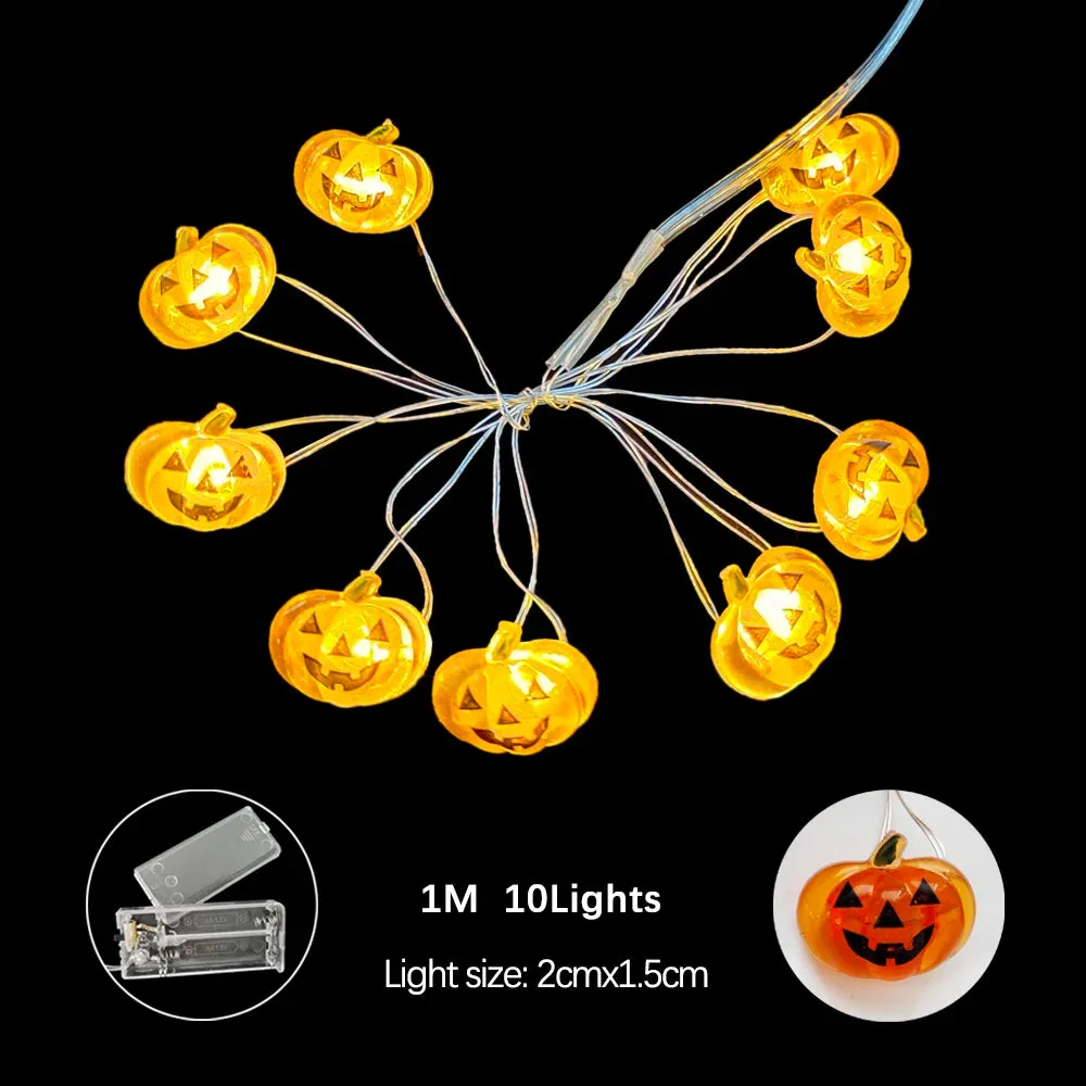 Halloween LED String Lights Pumpkin Ghost Bat String Lamp Hanging Ornament for Home Bar