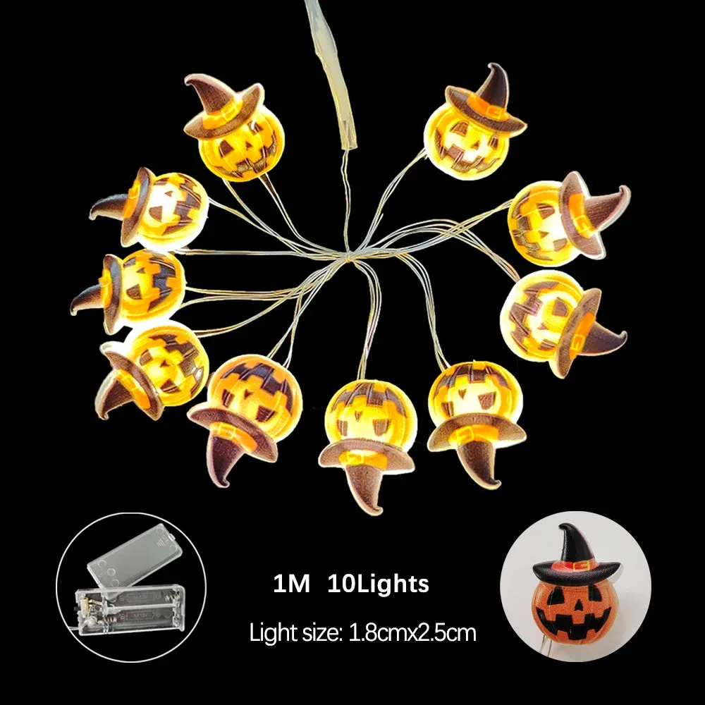 Halloween LED String Lights Pumpkin Ghost Bat String Lamp Hanging Ornament for Home Bar