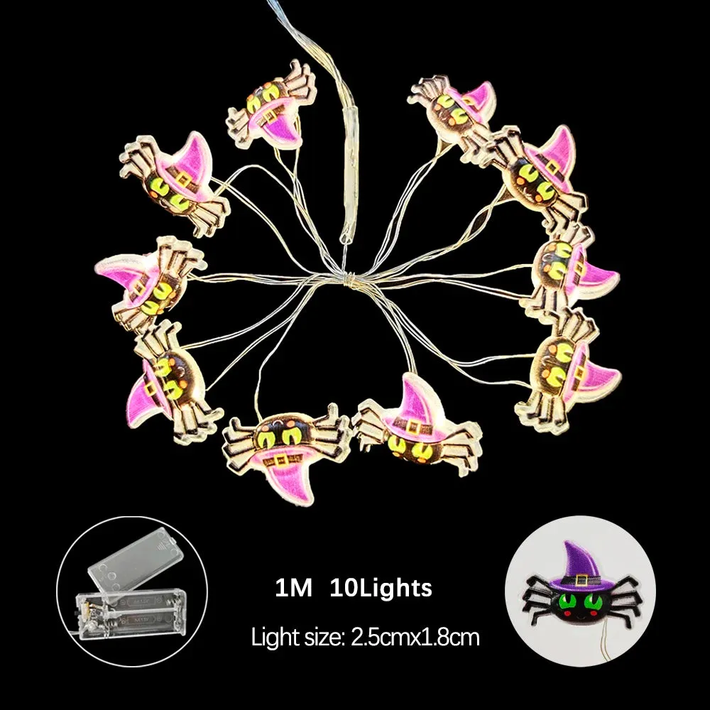 Halloween LED String Lights Pumpkin Ghost Bat String Lamp Hanging Ornament for Home Bar