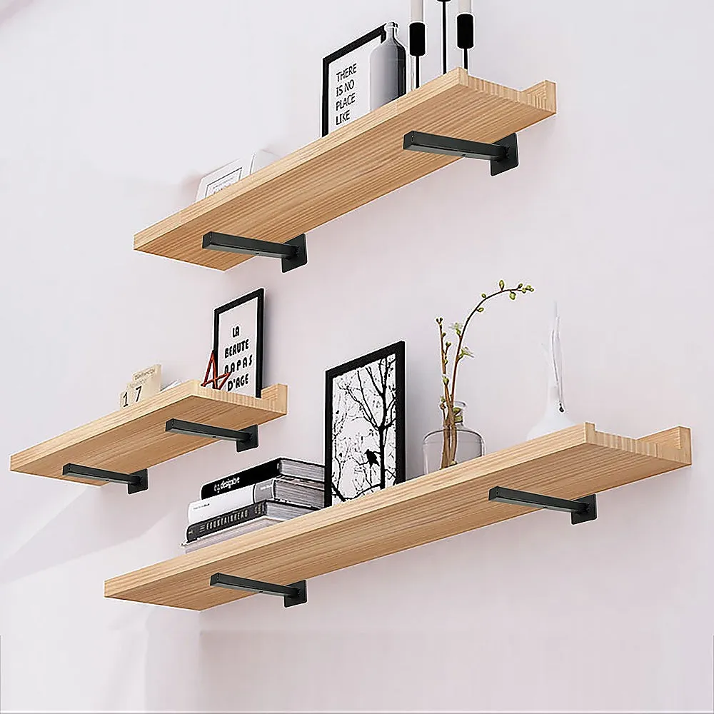 Heavy-Duty 20cm Floating Shelf Brackets Industrial Black 4-Pack