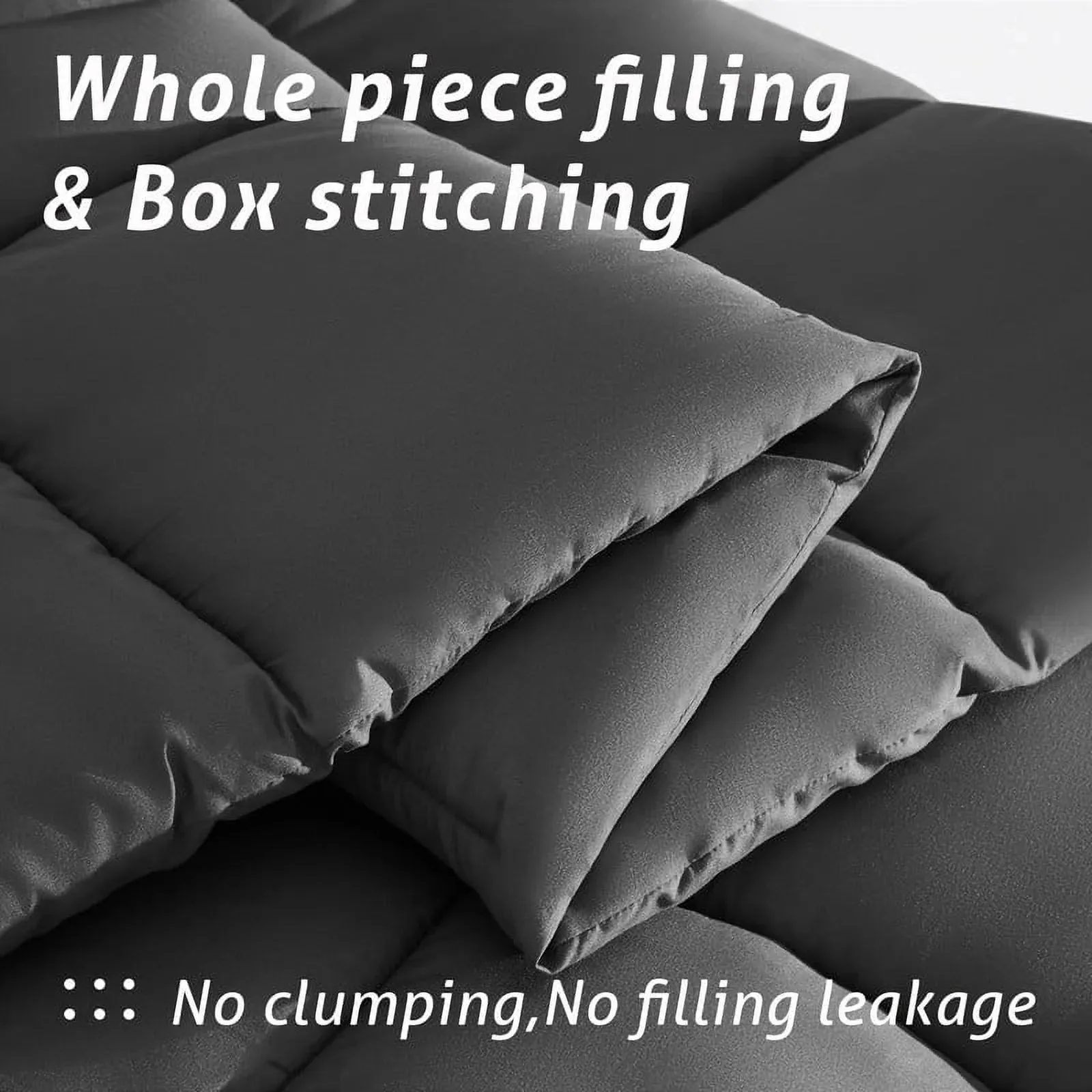JUSTLET Luxury Solid Down Alternative Machine Washable Gray Comforters, Queen