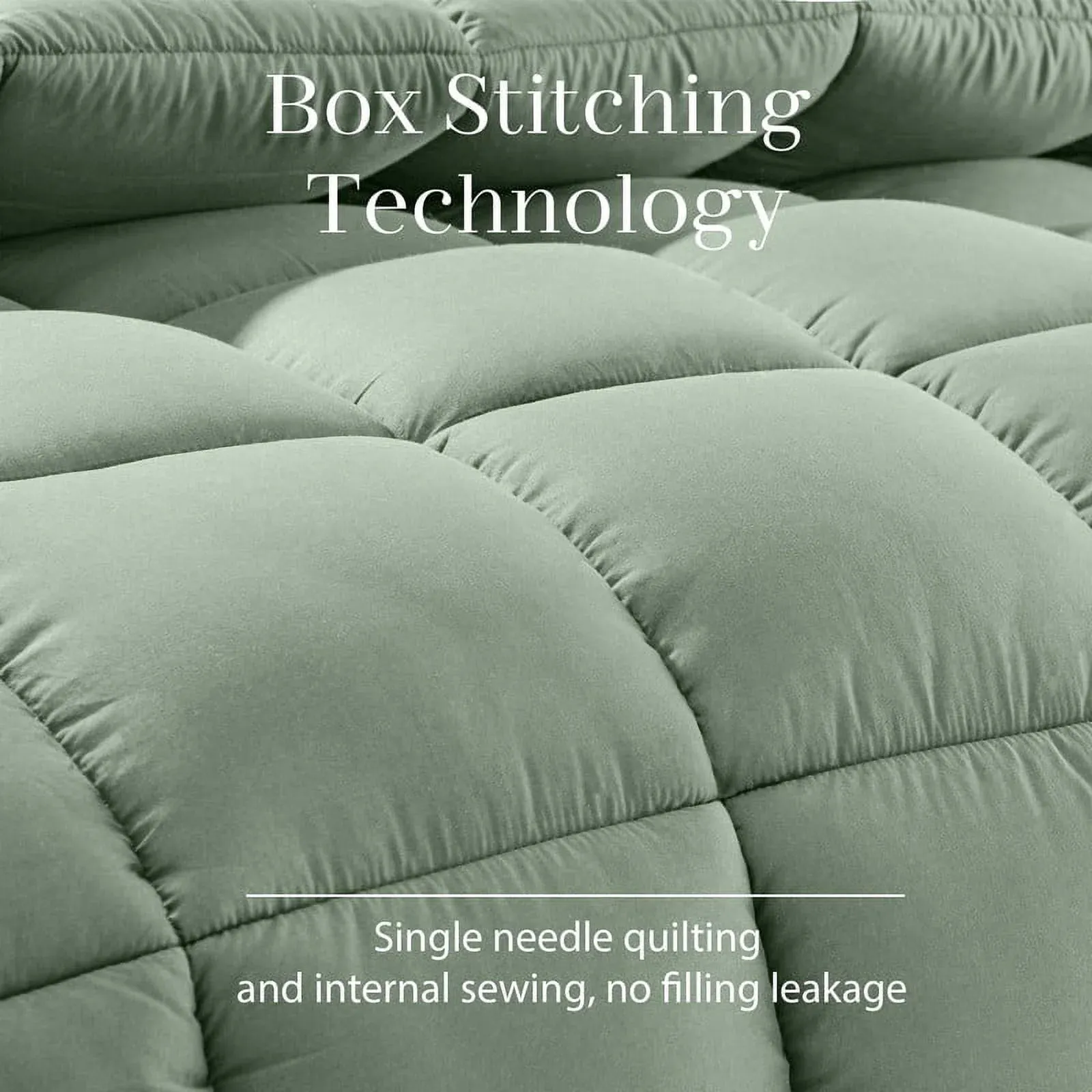 JUSTLET Luxury Solid Down Alternative Machine Washable Sage Green Comforters, Twin