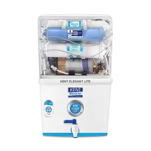 KENT Elegant Lite Compact RO UF Water Purifier | Patented Mineral RO Technology | RO   UF   TDS Control | 8L Storage | 4 Years Free Service - White
