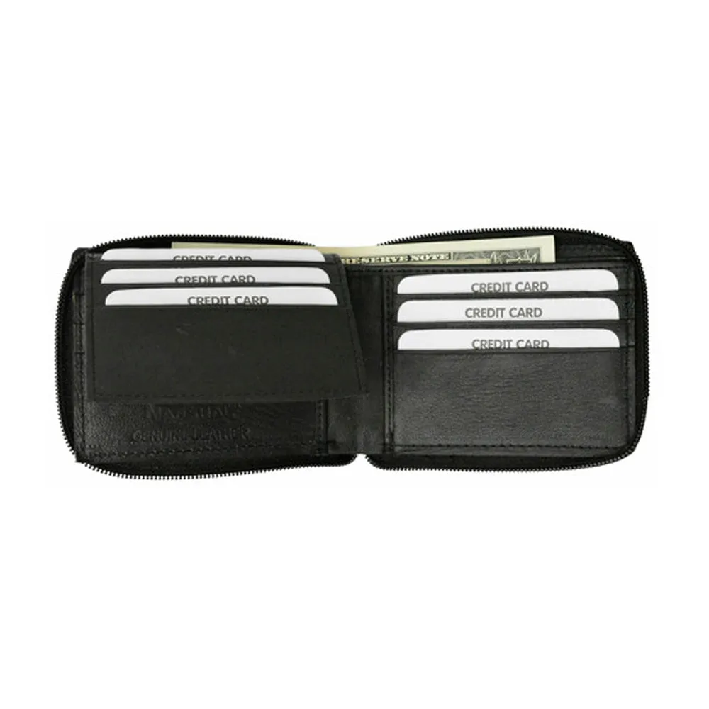 Men's Leather RFID Blocking Stylish Wallet Multi-Card High Capacity Bifold Black