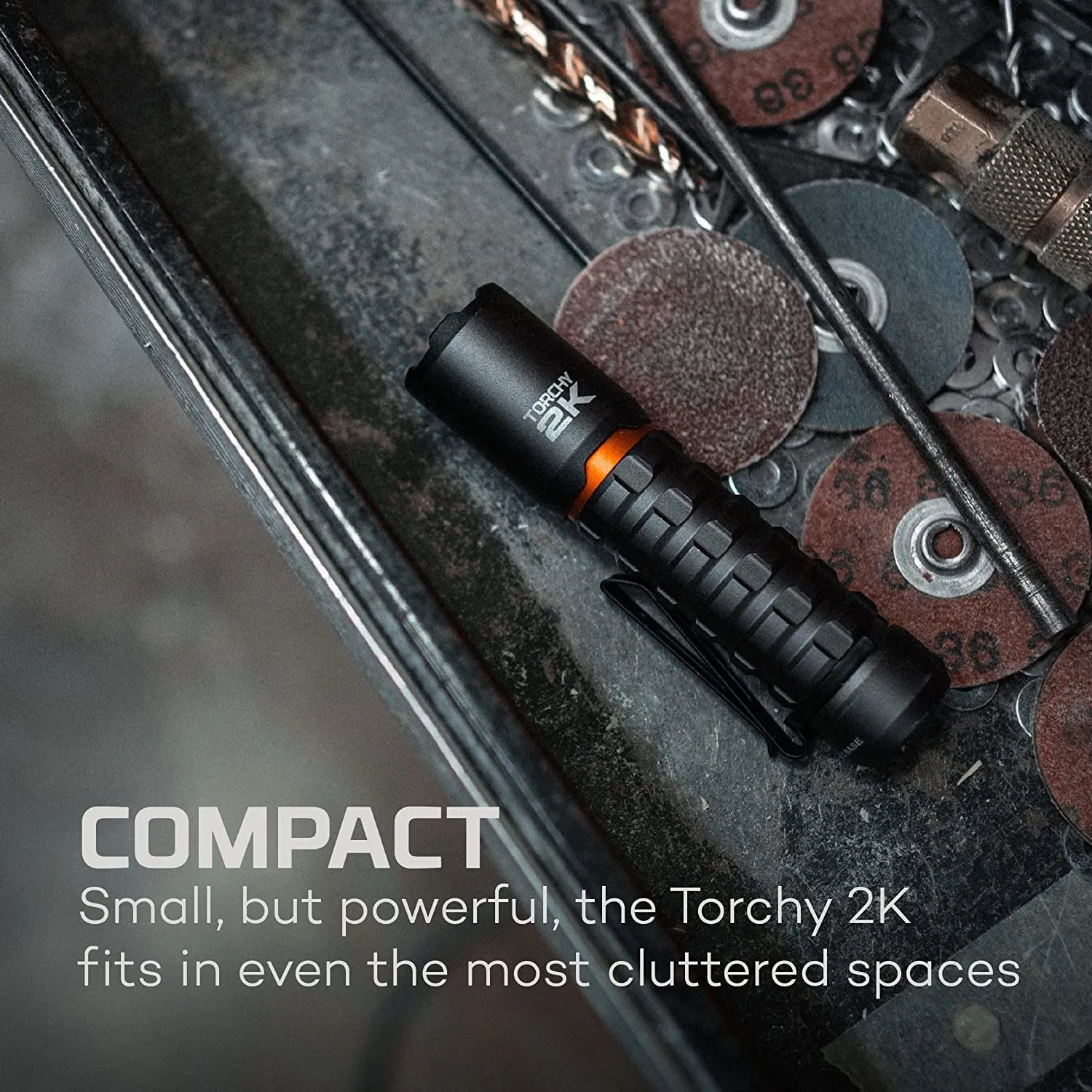 NEBO Redline Torchy 2K, 2000 Lumen Pocket, Rechargeable LED, Water & Impact Resistant Flashlight for EDC with Smart Power Control, Power Memory Recall
