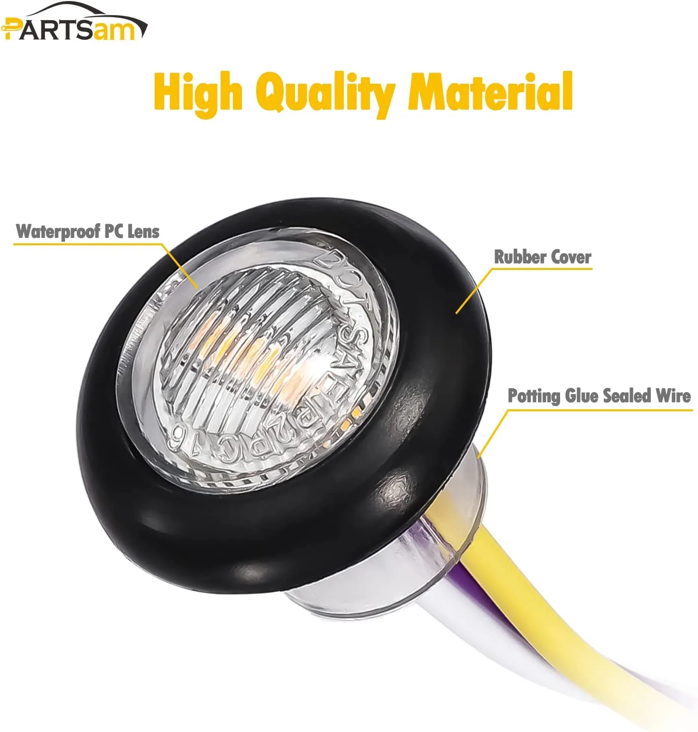 Partsam 2Pcs 3/4" Round LED Marker Light Amber to Purple Auxiliary Light Dual Revolution Side Marker Clearance Light Turn Signal Indicators Grommet Bullet Light for Trailer Truck Camper RV
