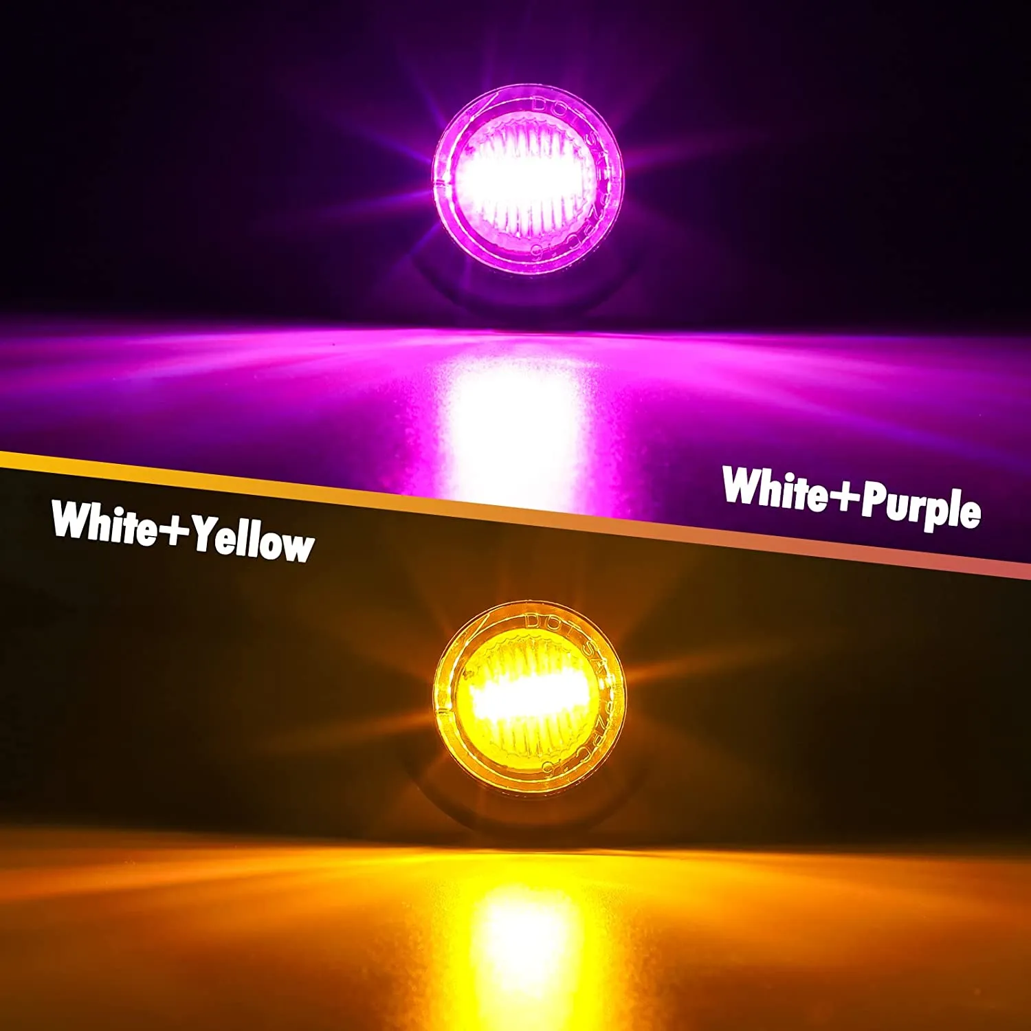 Partsam 2Pcs 3/4" Round LED Marker Light Amber to Purple Auxiliary Light Dual Revolution Side Marker Clearance Light Turn Signal Indicators Grommet Bullet Light for Trailer Truck Camper RV