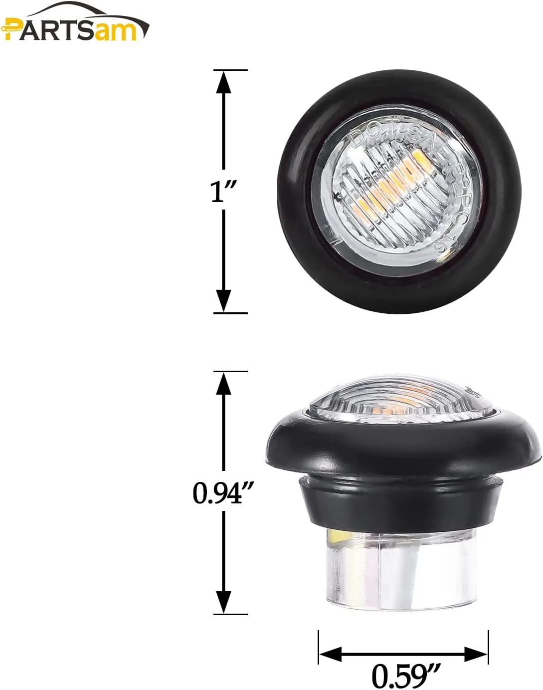 Partsam 2Pcs 3/4" Round LED Marker Light Amber to Purple Auxiliary Light Dual Revolution Side Marker Clearance Light Turn Signal Indicators Grommet Bullet Light for Trailer Truck Camper RV