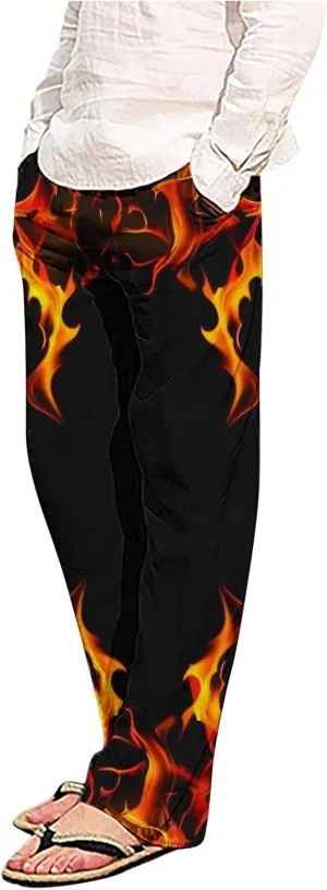 Plaid Mens Casual Pants Fashion Print Trousers Baggy Lightweight Pajama Pants Straight Leg Soft Loungewear Pant