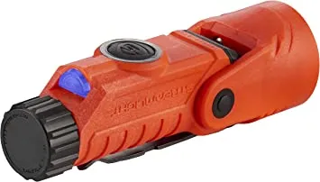 STREAMLIGHT 88901 Vantage 180 Right-Angle Multi-Function Flashlight with White and Blue LEDs, Lithium Batteries and Helmet Bracket, Orange